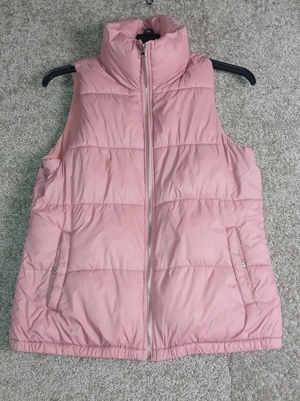 Old Navy Dusty Pink Quilted Puffer Vest for Women Fleece Lined - Medium